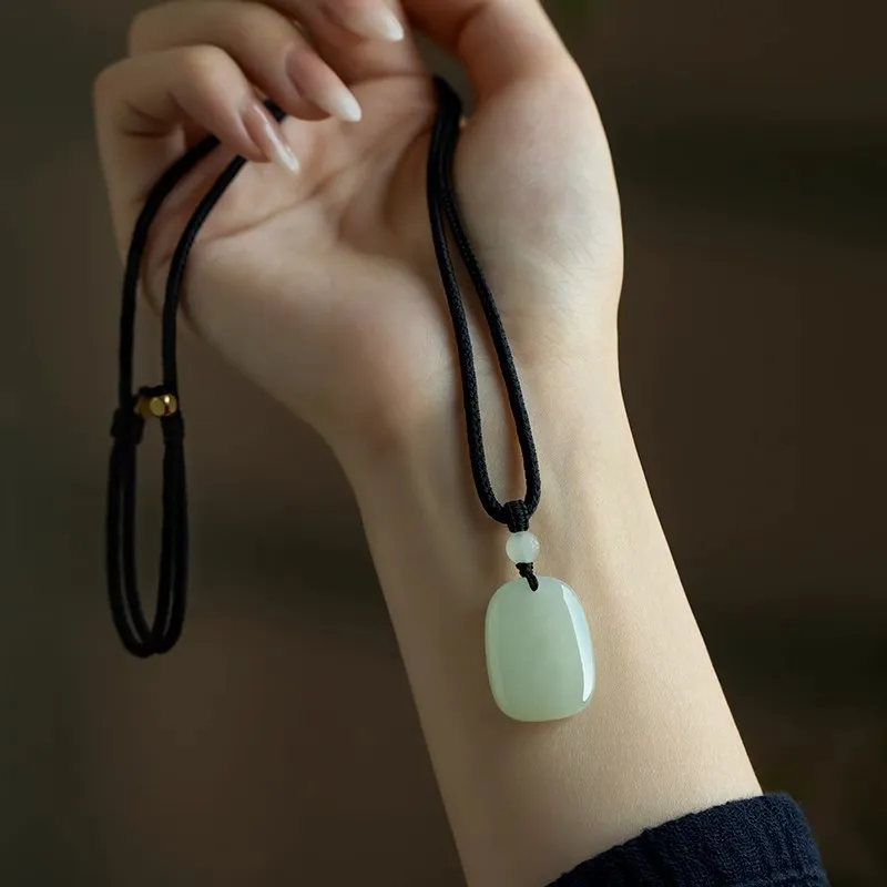 Andaozi Hetian Jade Necklaces Pale Greenish White Jade Unisex-1