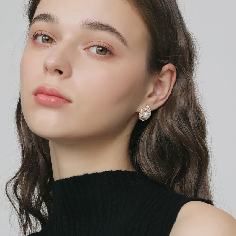 Andaozi Pearl Stud Earrings Women's-3