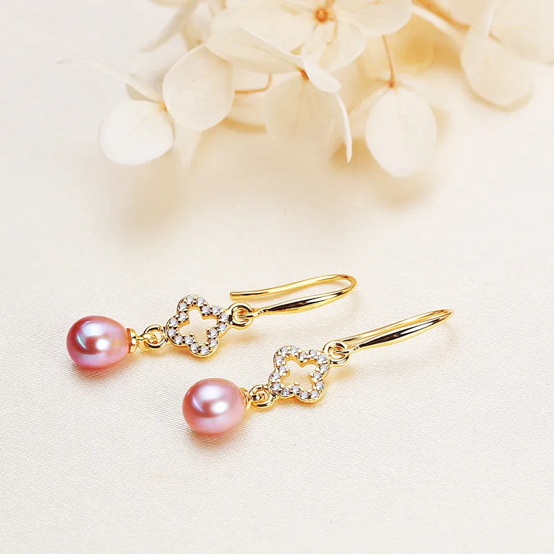 Andaozi Pearl Earrings Women's-2