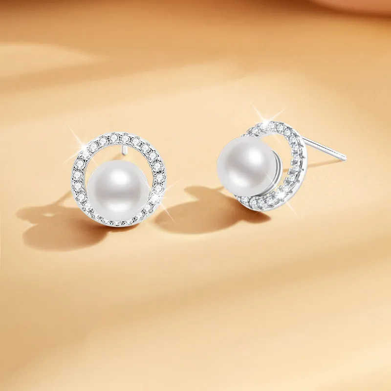 Andaozi Pearl Stud Earrings Women's-2