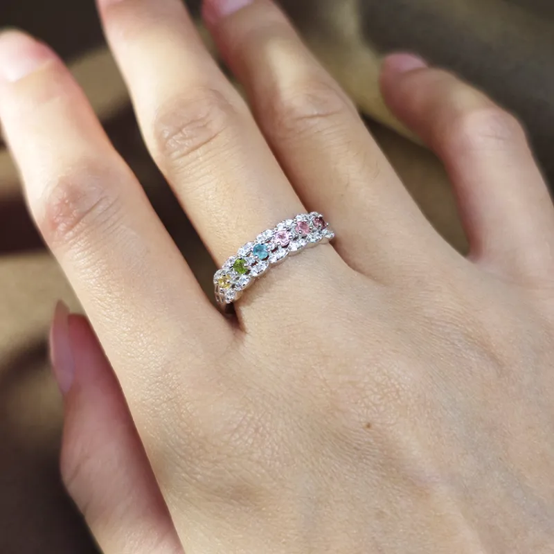 Andaozi Natural Tourmaline Rings Women's-4