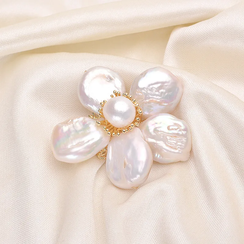 Andaozi Pearl Brooches Women's-3