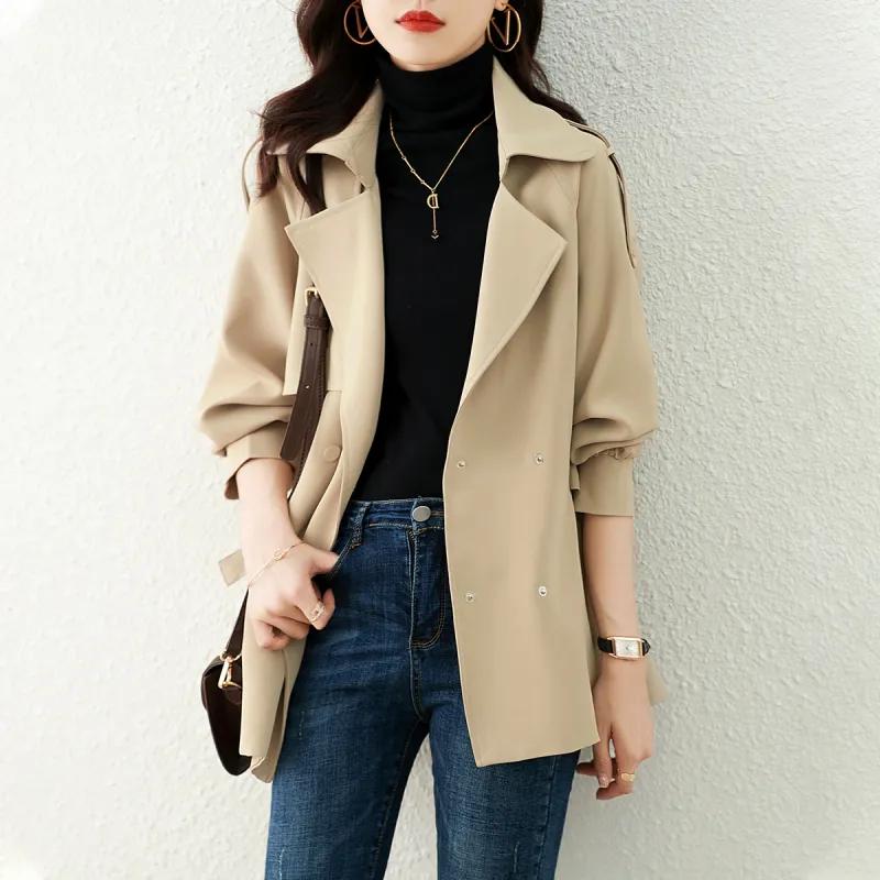 XWI Trench Coat Women's Warm Tea Brown-4