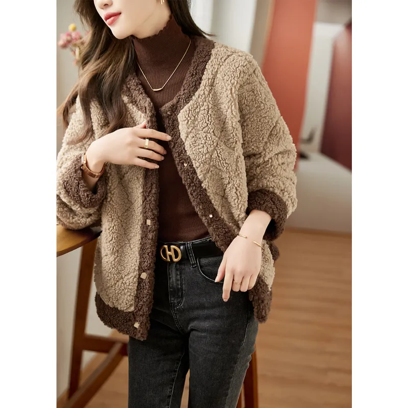 XWI Velvet feel Coat Women's Light Coffee-5