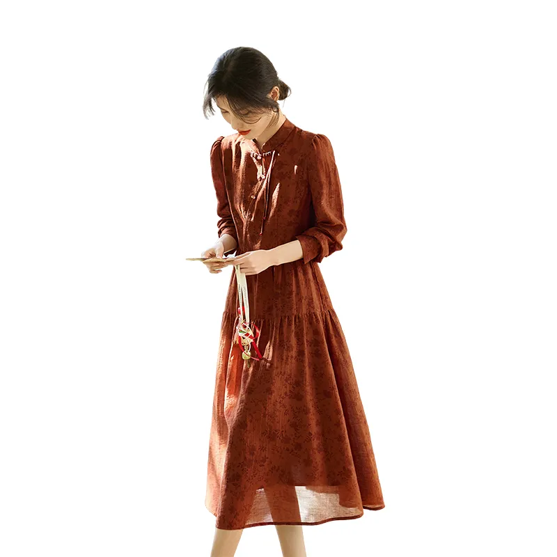 XWI Long-Sleeved Dresses Women's Deep Red-2