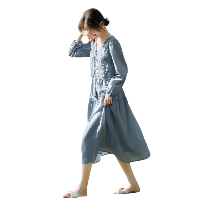 XWI Long Sleeved Dress Women's Tranquil Blue-3