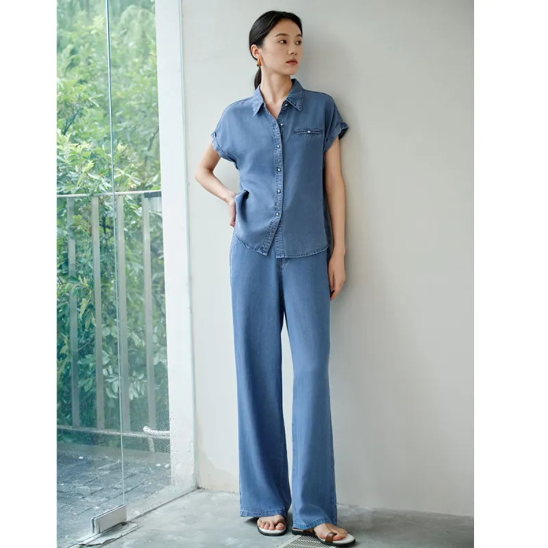 IHIMI Casual Suit Women's Denim Blue-5