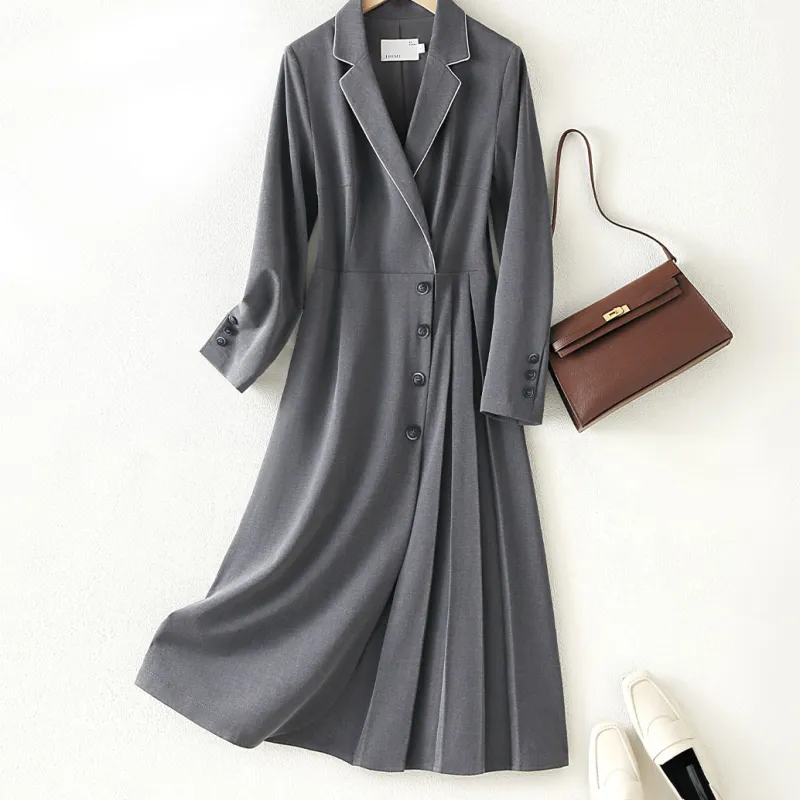 IHIMI Long Sleeved Dresses Women's Gray-1