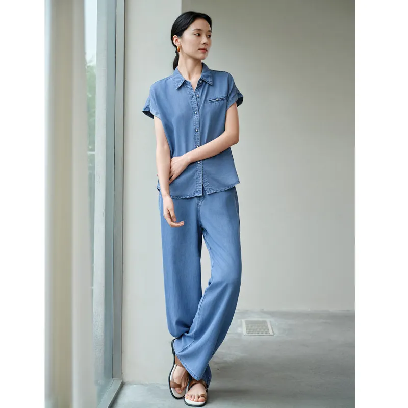 IHIMI Casual Suit Women's Denim Blue-4