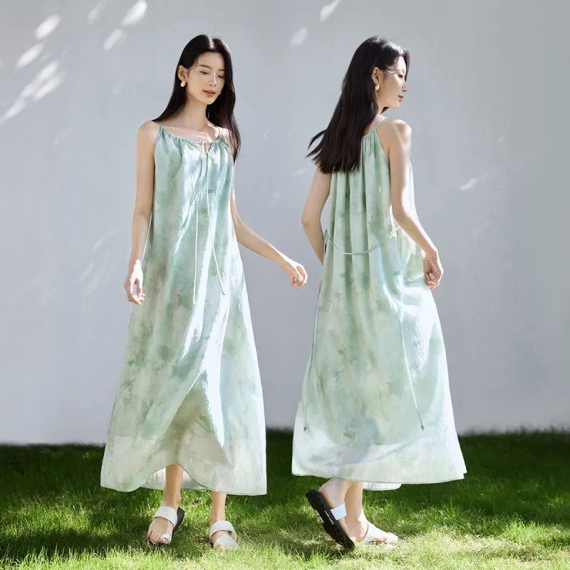 IHIMI Slip Dress Women's Blended Green-1