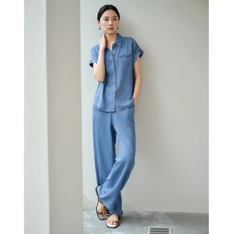 IHIMI Casual Suit Women's Denim Blue-3