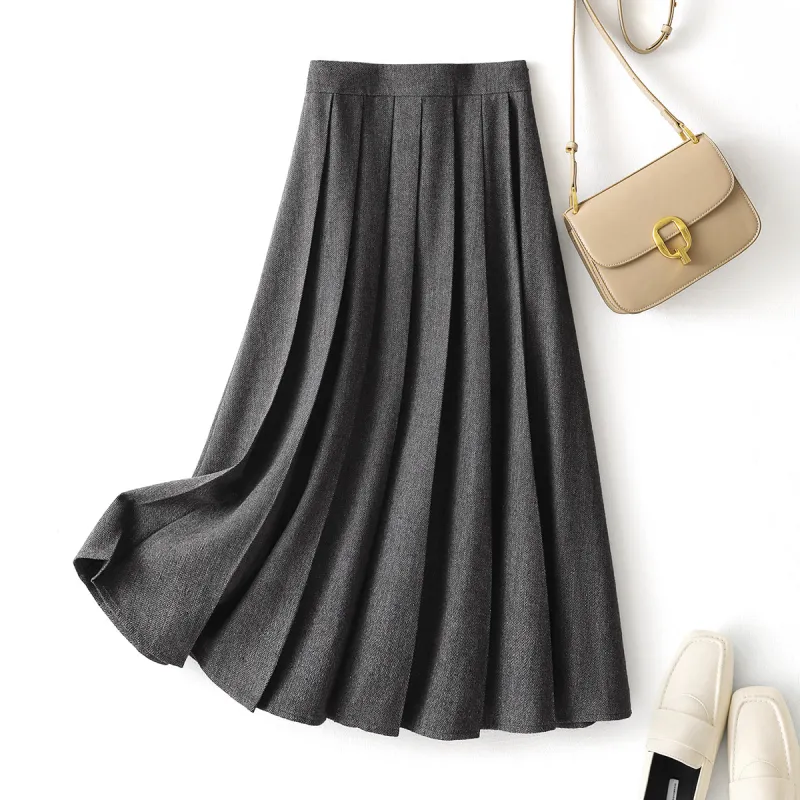 IHIMI Casual Long Skirts Women's Dark Gray-2