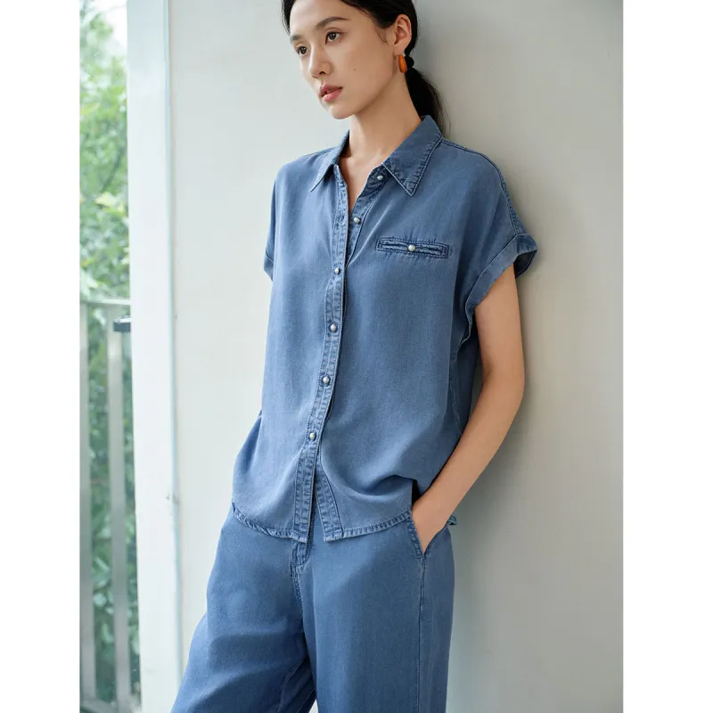 IHIMI Casual Suit Women's Denim Blue-1