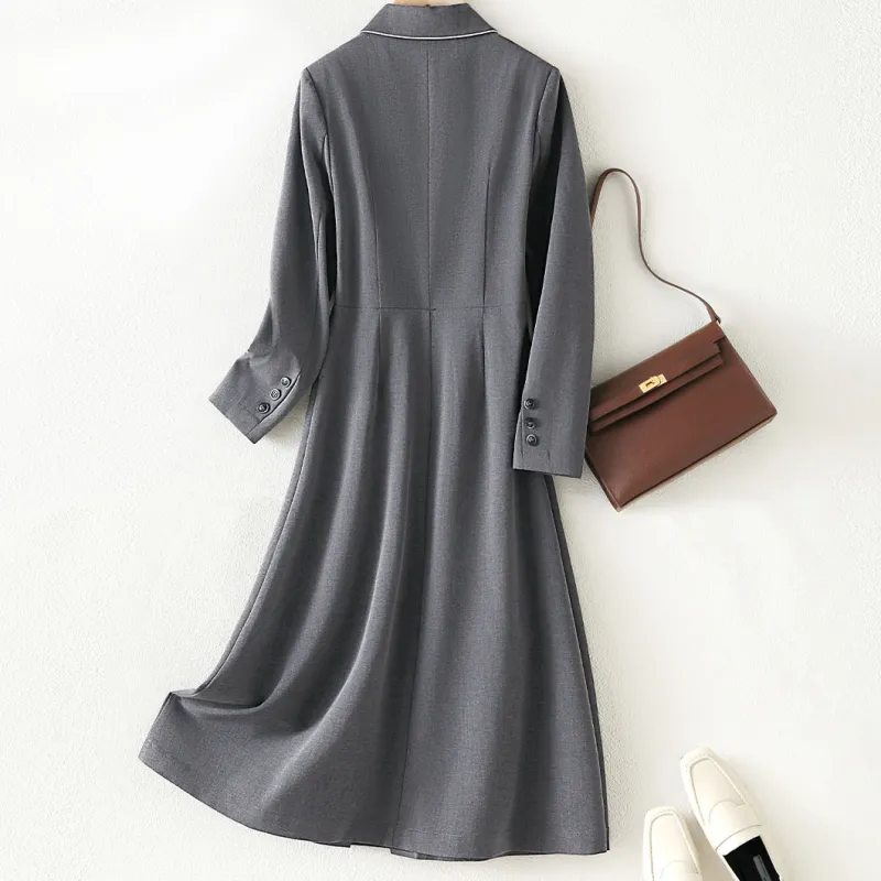 IHIMI Long Sleeved Dresses Women's Gray-2