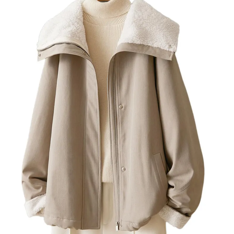 IHIMI Velvet feel Coat Women's Khaki-1