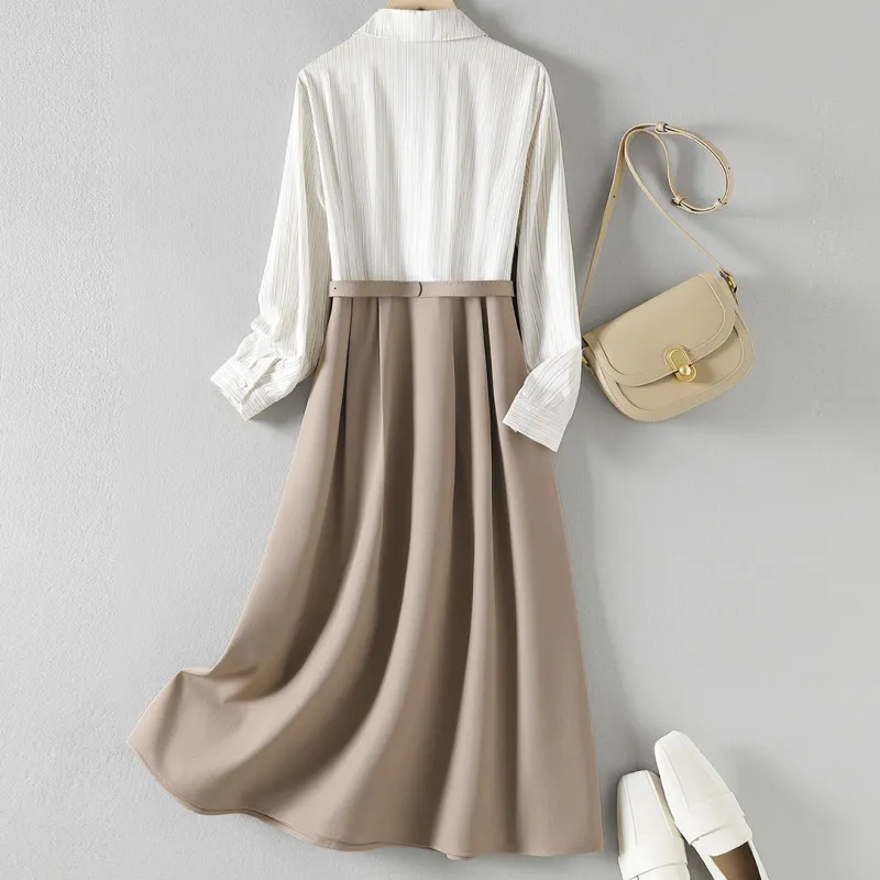 IHIMI Long Sleeved Dress Women's Oat Brown-2