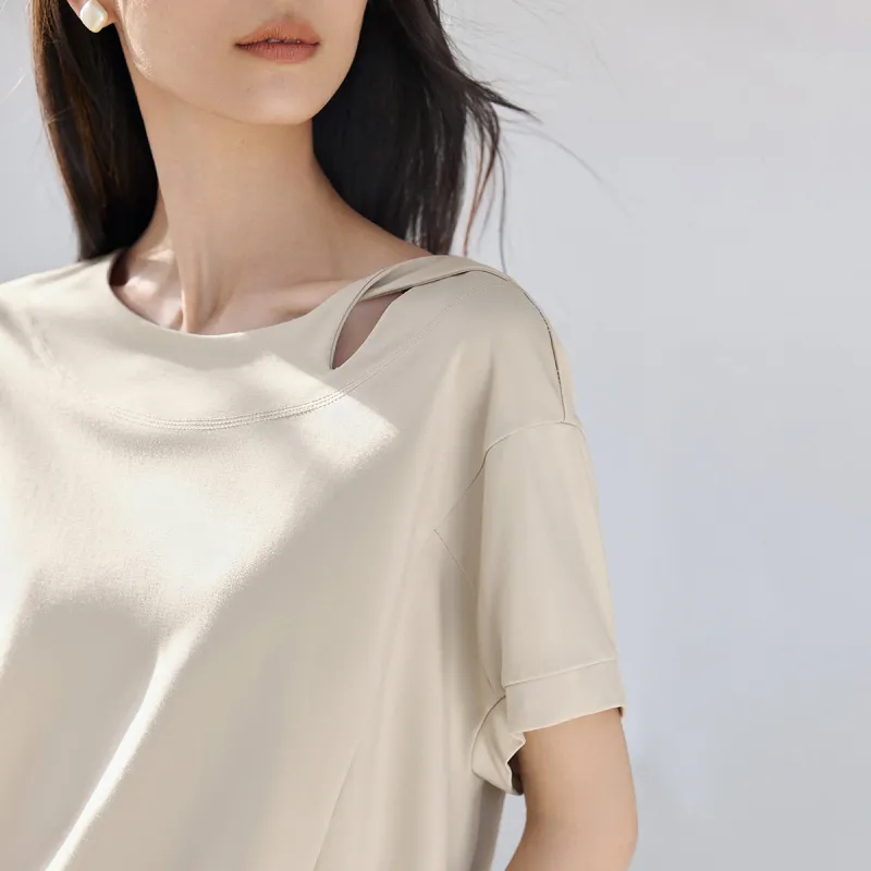 IHIMI Drop Shoulder Sleeve T Shirt Women's-1