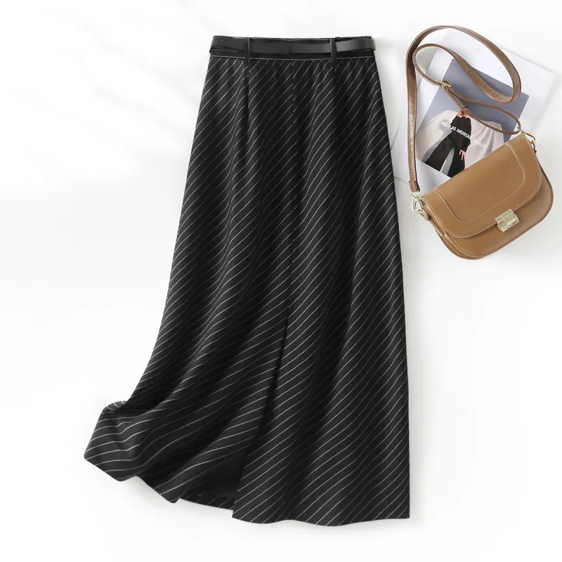 IHIMI Casual Long Skirts Women's Black-2