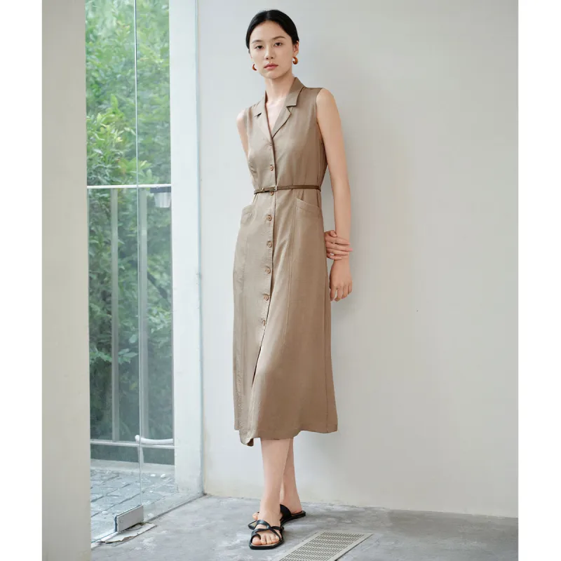 IHIMI Sleeveless Dress Women's Cool Brown-3