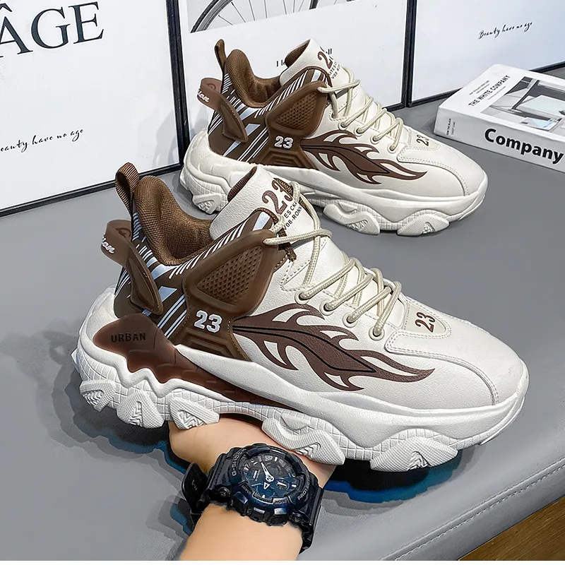 URBAN AUTHENTIC Cushioning, Slip Resistant, Abrasion Resistant, Lightweight Coverage Mid Top Chunky Sneakers Men's-6