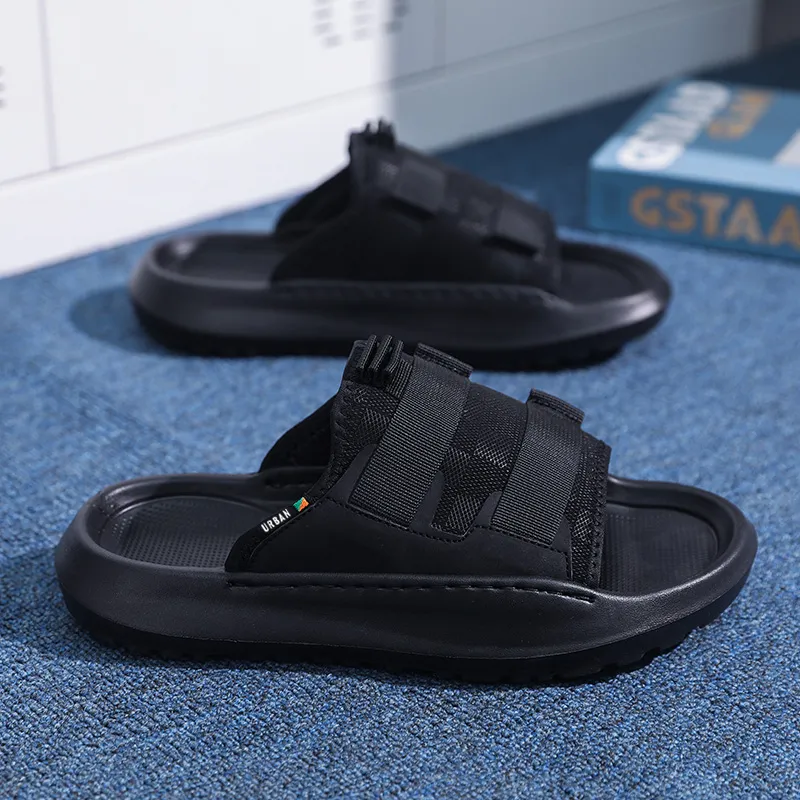 URBAN AUTHENTIC Slip Resistant Slide Slippers Men's Black-1