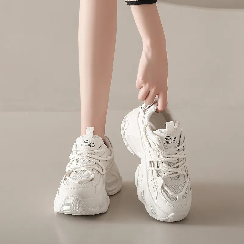 URBAN AUTHENTIC Slip Resistant, Abrasion Resistant, Breathable, Height Increasing Low Top Chunky Sneakers Women's-1