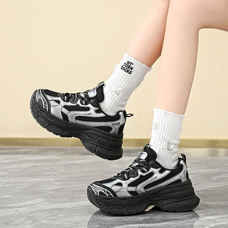 URBAN AUTHENTIC Anti-Slip Wear-Resistant Breathable Lightweight Height Increasing Low-Top Chunky Sneakers Women's-2