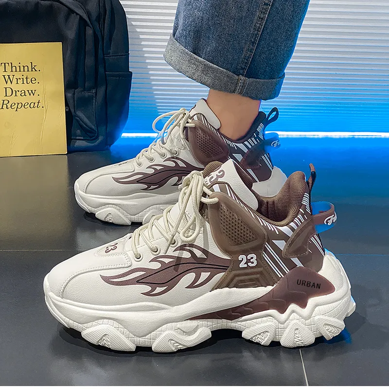 URBAN AUTHENTIC Cushioning, Slip Resistant, Abrasion Resistant, Lightweight Coverage Mid Top Chunky Sneakers Men's-5