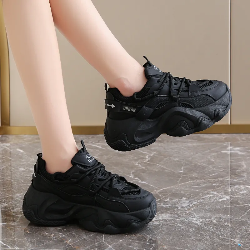 URBAN AUTHENTIC Slip Resistant, Abrasion Resistant, Breathable, Height Increasing Low Top Chunky Sneakers Women's-4
