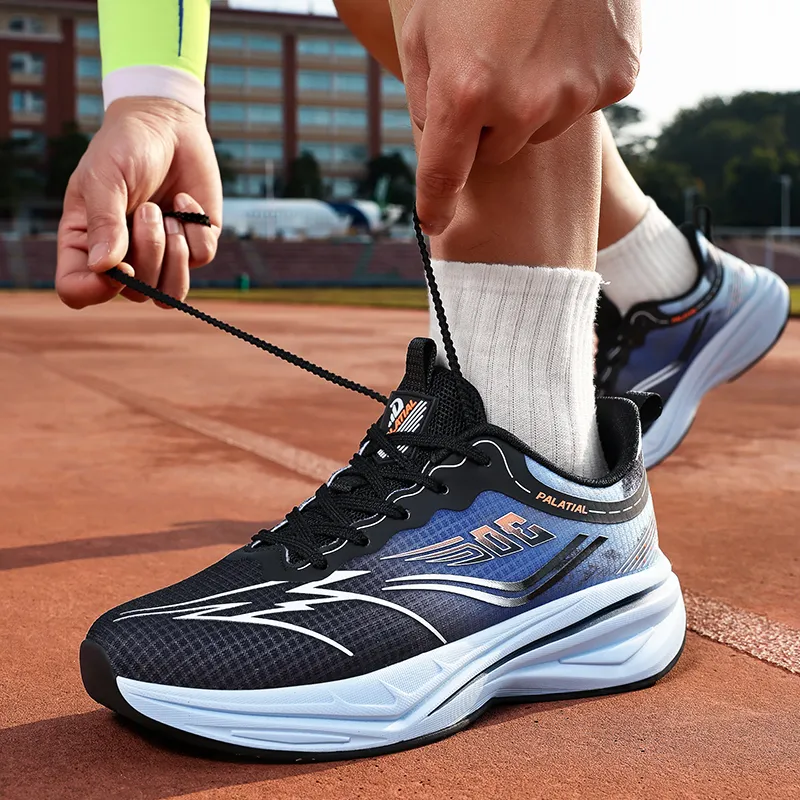 PALATIAL Shanling Running Shoes Men Low Top Sea Salt Blue/Misty Black Blue/White Orange-18