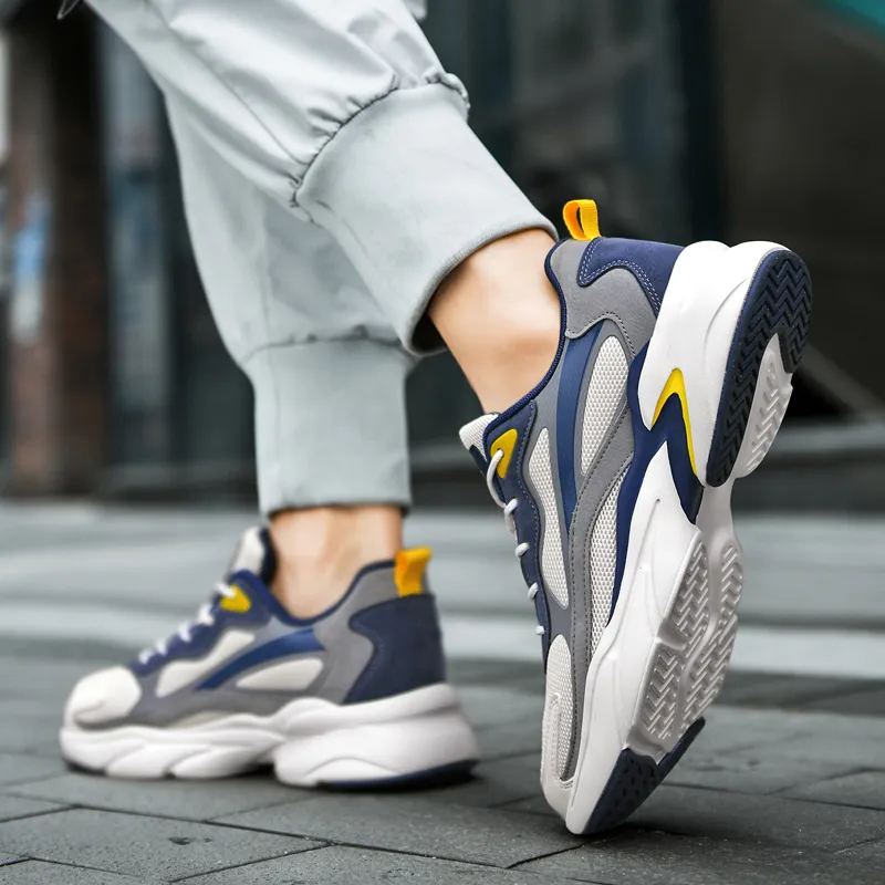 PALATIAL Plus Size Sports Breathable Mesh Comfortable And Trendy Low Top Chunky Sneakers Men's-4