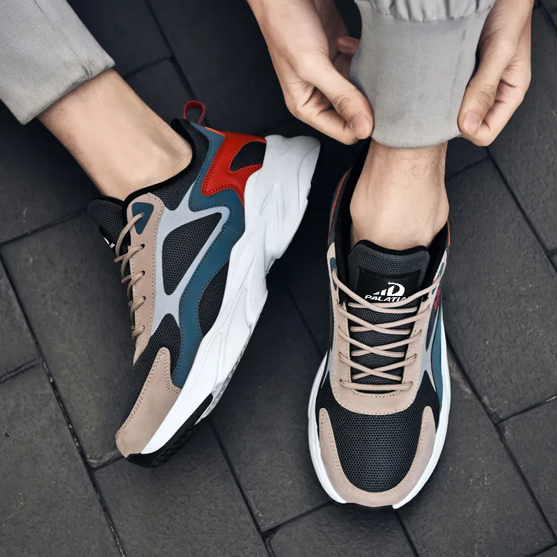 PALATIAL Plus Size Sports Breathable Mesh Comfortable And Trendy Low Top Chunky Sneakers Men's-31