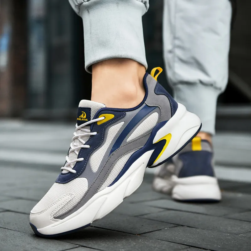 PALATIAL Plus Size Sports Breathable Mesh Comfortable And Trendy Low Top Chunky Sneakers Men's-5