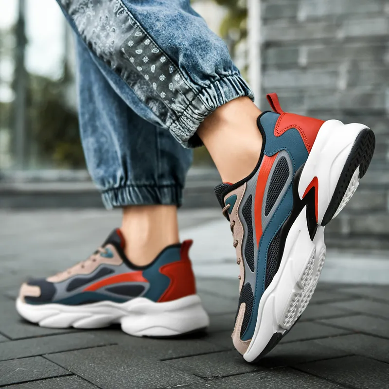 PALATIAL Plus Size Sports Breathable Mesh Comfortable And Trendy Low Top Chunky Sneakers Men's-9