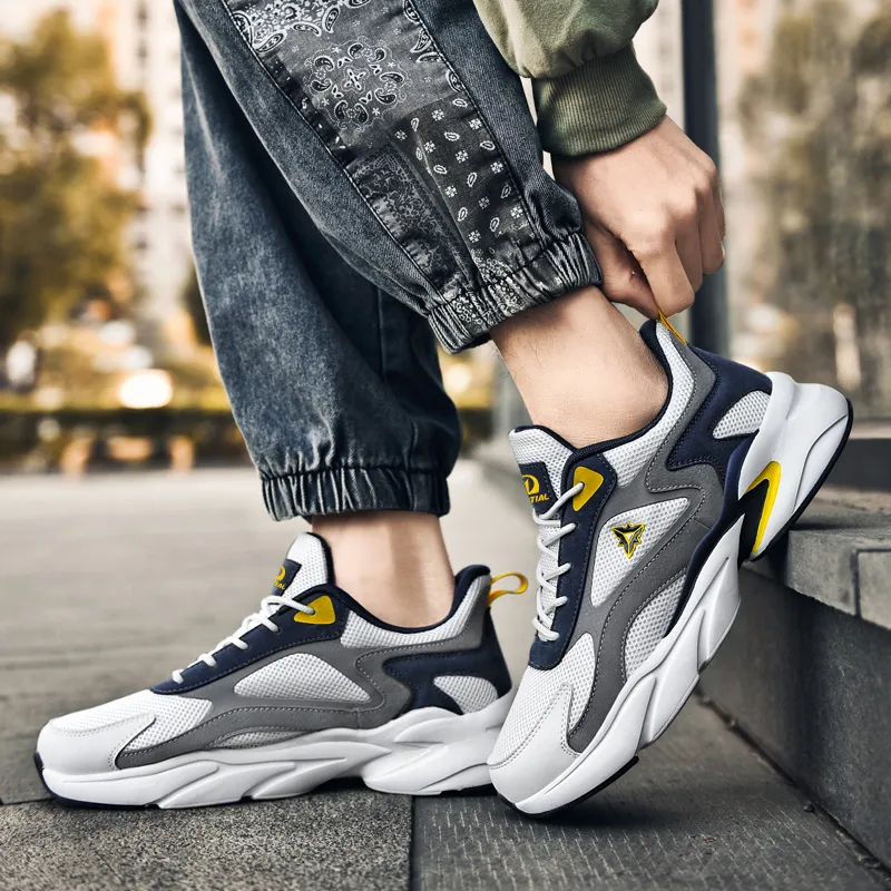 PALATIAL Plus Size Sports Breathable Mesh Comfortable And Trendy Low Top Chunky Sneakers Men's-36
