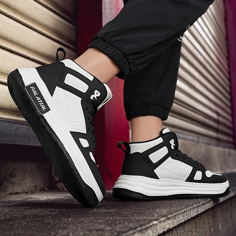 PALATIAL Skateboard Shoes Men High Top Black Rice/Light Gray Black/Brown-4