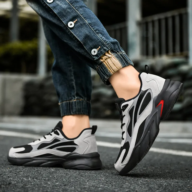 PALATIAL Plus Size Sports Breathable Mesh Comfortable And Trendy Low Top Chunky Sneakers Men's-16