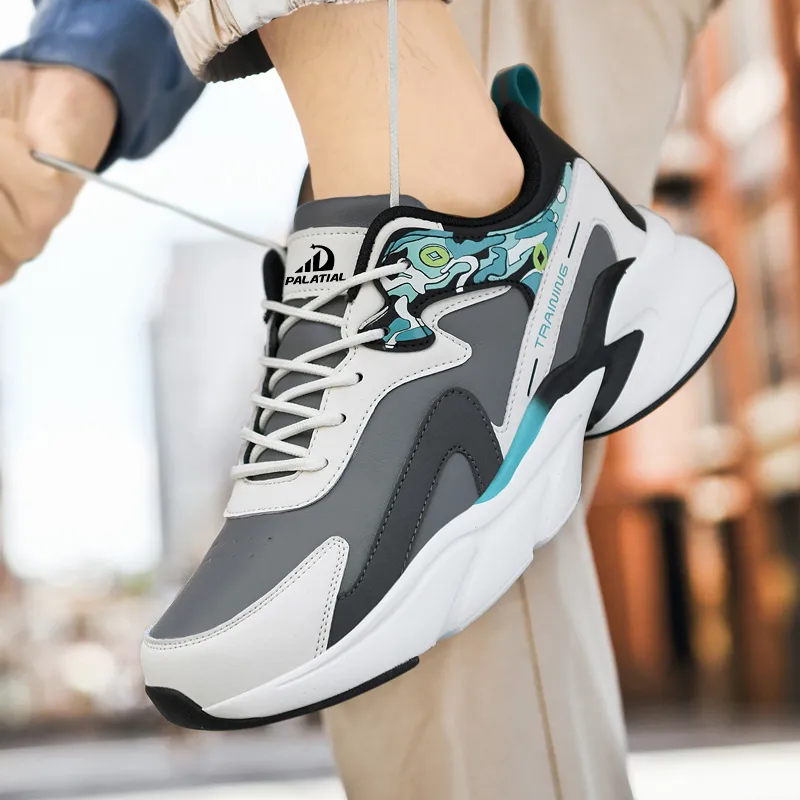 PALATIAL Cushioned Slip Resistant Abrasion Resistant Low Top Chunky Sneakers Men's-17