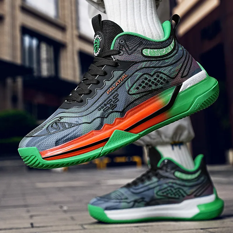 PALATIAL Aurora Basketball Shoes Men High Top Black Green/White Water Blue/Black Rose Red/Light Green-27