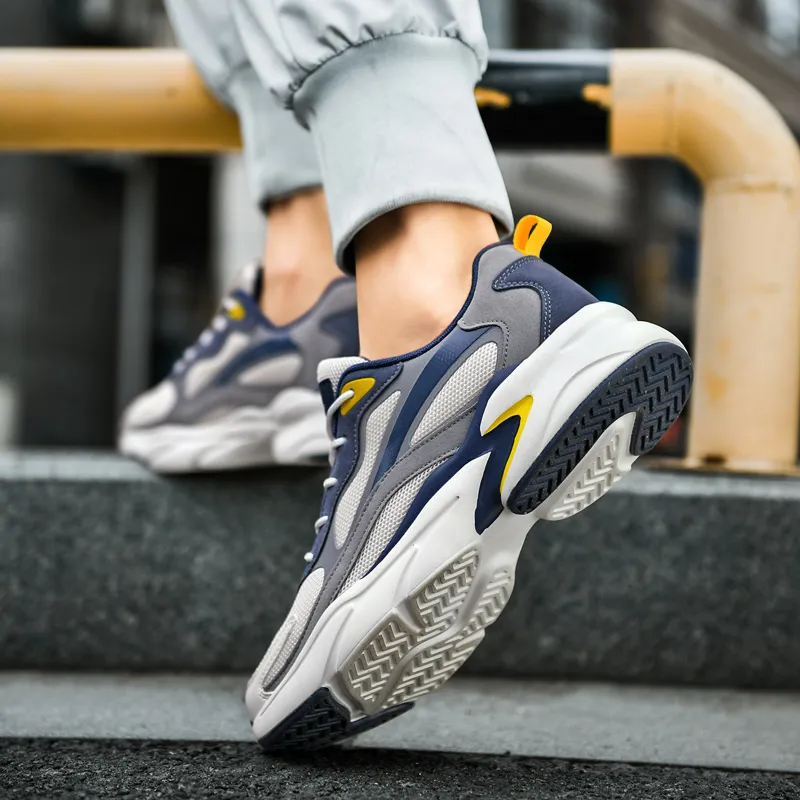 PALATIAL Plus Size Sports Breathable Mesh Comfortable And Trendy Low Top Chunky Sneakers Men's-7