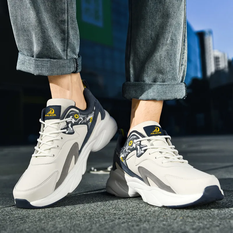 PALATIAL Cushioned Slip Resistant Abrasion Resistant Low Top Chunky Sneakers Men's-4