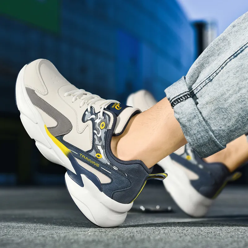 PALATIAL Cushioned Slip Resistant Abrasion Resistant Low Top Chunky Sneakers Men's-5