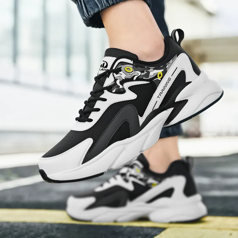 PALATIAL Cushioned Slip Resistant Abrasion Resistant Low Top Chunky Sneakers Men's-8
