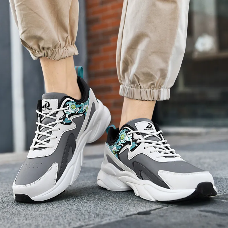 PALATIAL Cushioned Slip Resistant Abrasion Resistant Low Top Chunky Sneakers Men's-18