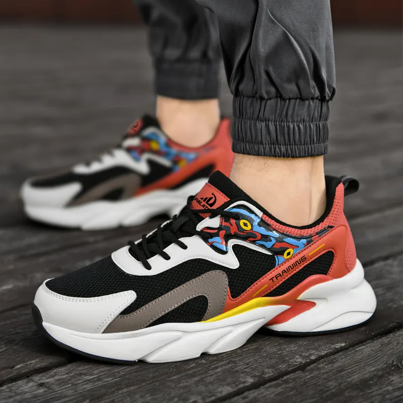 PALATIAL Cushioned Slip Resistant Abrasion Resistant Low Top Chunky Sneakers Men's-36