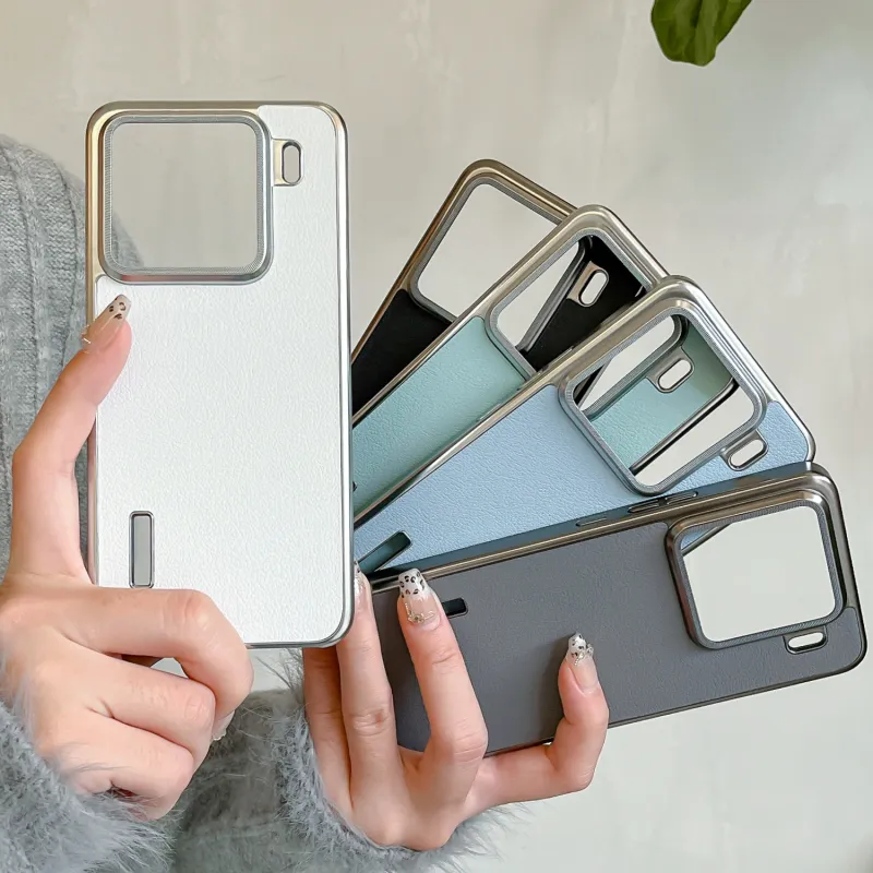 TXBX PC Material Electroplated Frame Litchi Grain Phone Case Compatibility With Xiaomi 15/15 Pro/14 Ultra/13 Ultra-6