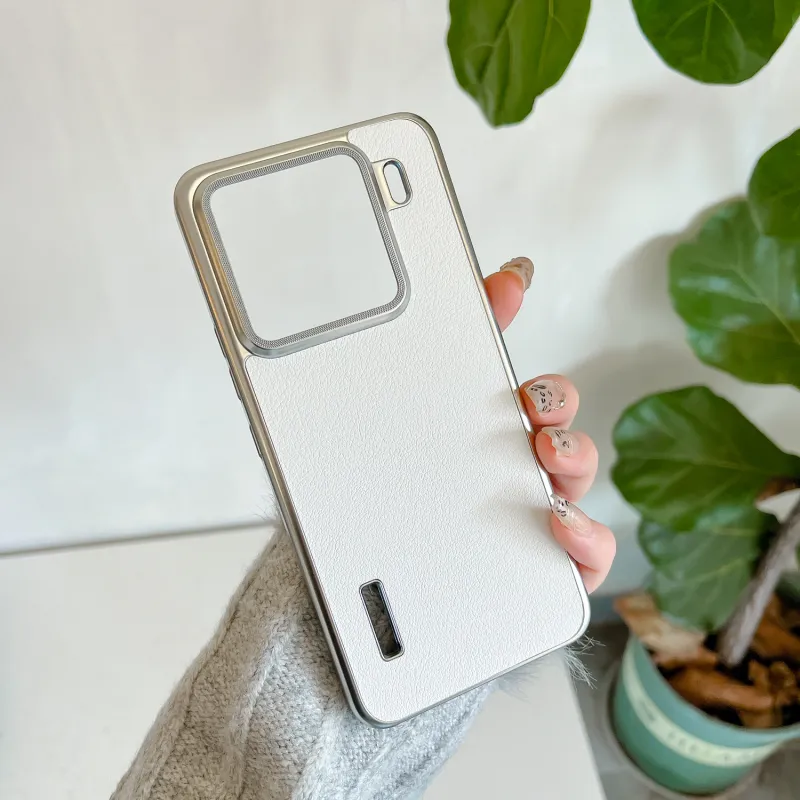 TXBX PC Material Electroplated Frame Litchi Grain Phone Case Compatibility With Xiaomi 15/15 Pro/14 Ultra/13 Ultra-3