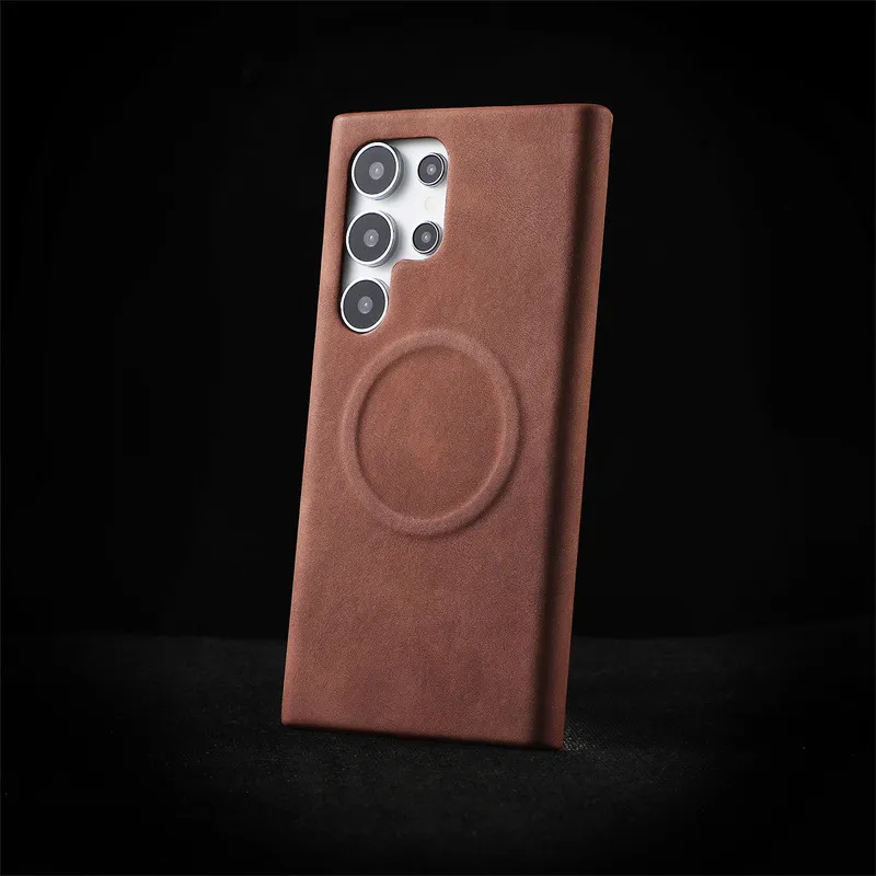 TXBX Leather Material Skin Feel Sheepskin Magnetic Phone Case Compatibility With Samsung S23 Ultra/S24 Ultra-7