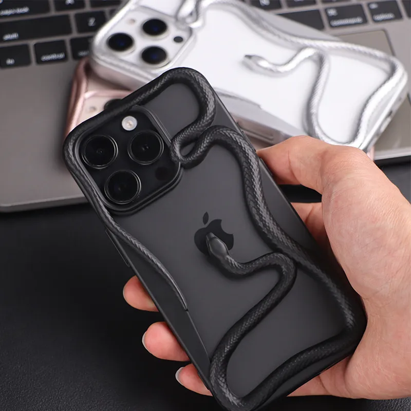TXBX TPU Material Trendy And Cool Cut Out Matte Snake Phone Case Compatibility With Apple 16/15/14/13/12 Collection-2