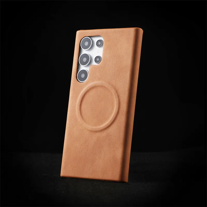 TXBX Leather Material Skin Feel Sheepskin Magnetic Phone Case Compatibility With Samsung S23 Ultra/S24 Ultra-9